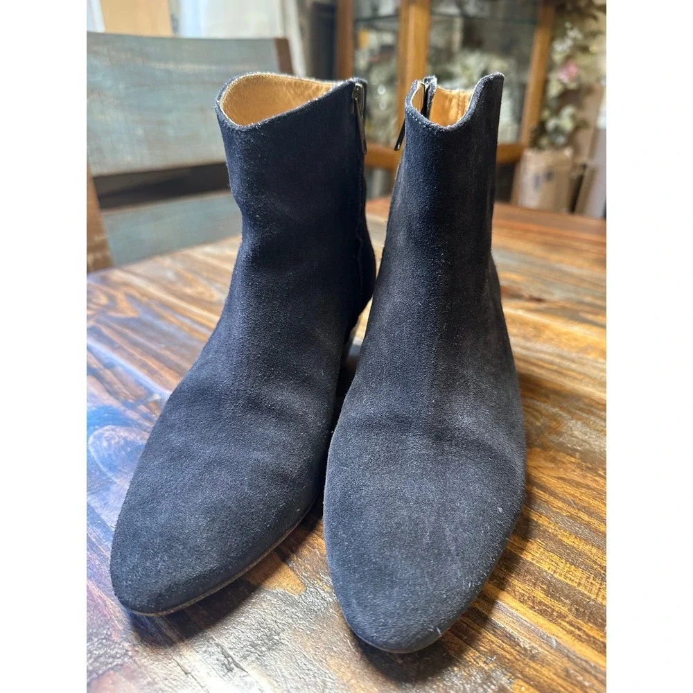 Isabel Marant Dicker Black‎ Suede Ankle Boots Stacked Wooden Heel EU 36 o US 5.5